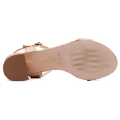 Fashion Sandales moyen talon métallisé rose Femme Sandales