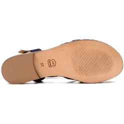 New Sandales plates brides cuir daim bleu Femme Sandales