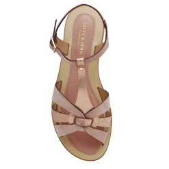 Hot Sandales plates croisées cuir rose Femme Sandales