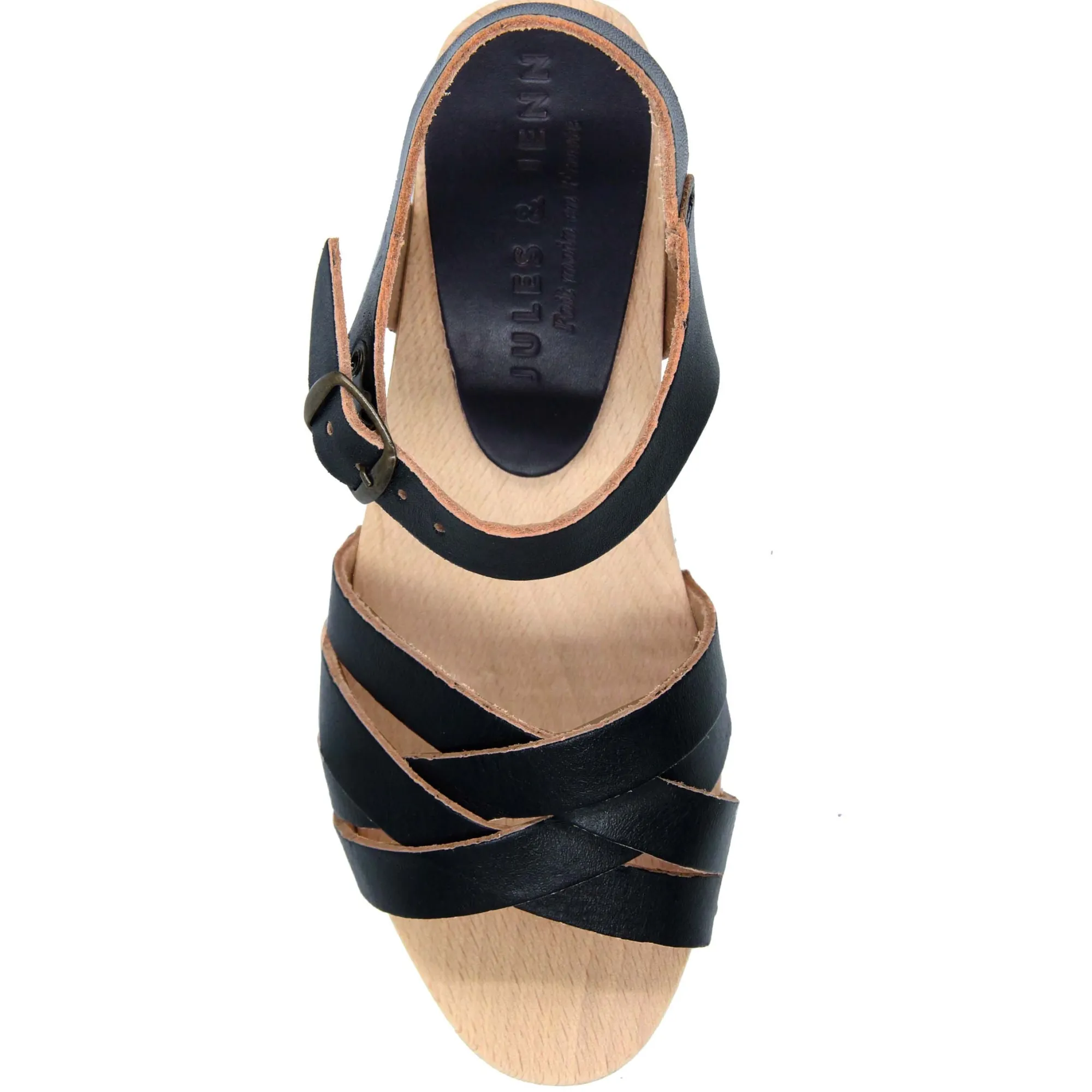 Cheap Sandales talon bois cuir Femme Sandales