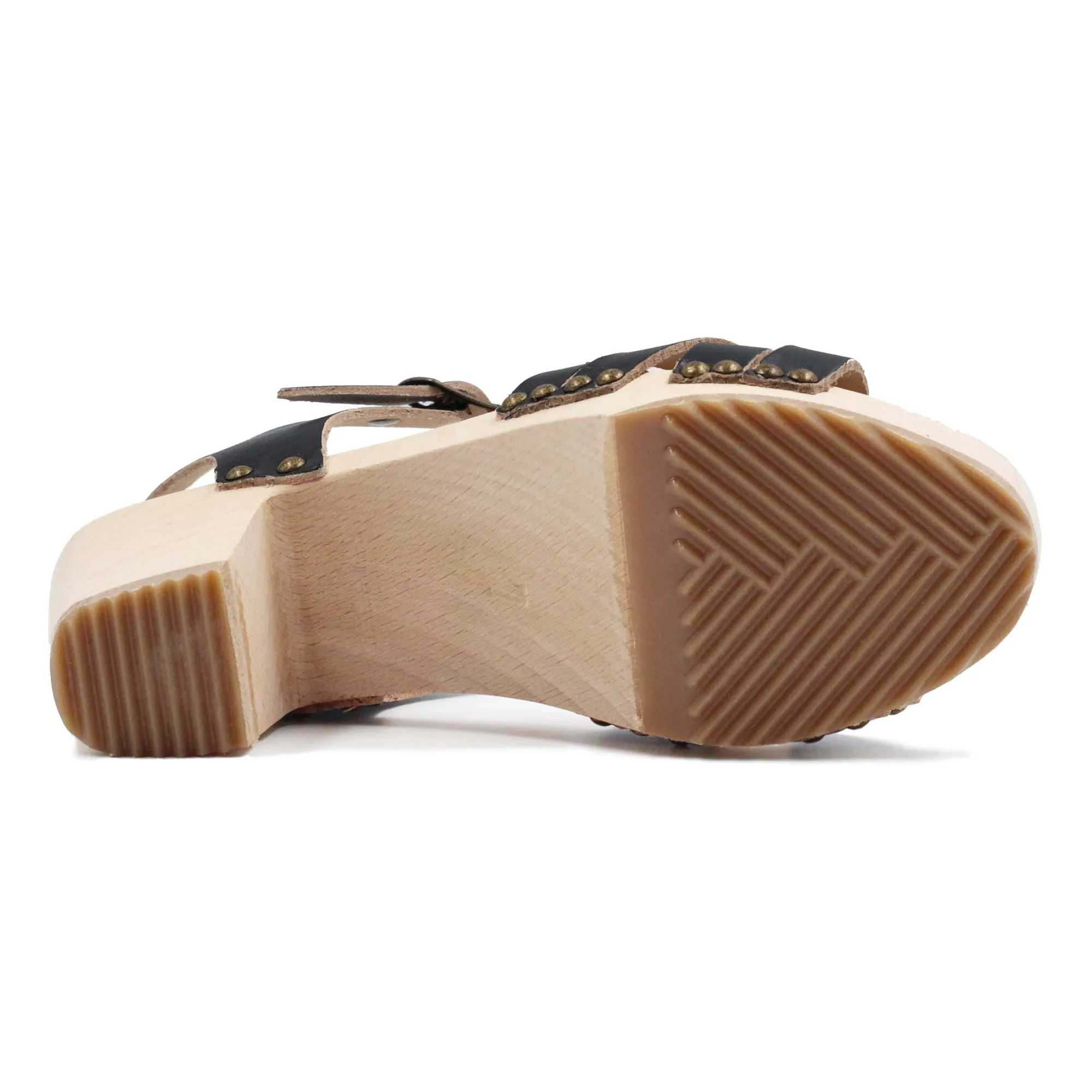 Cheap Sandales talon bois cuir Femme Sandales
