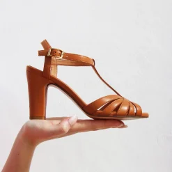 Best Sandales talon brides cuir Femme Sandales