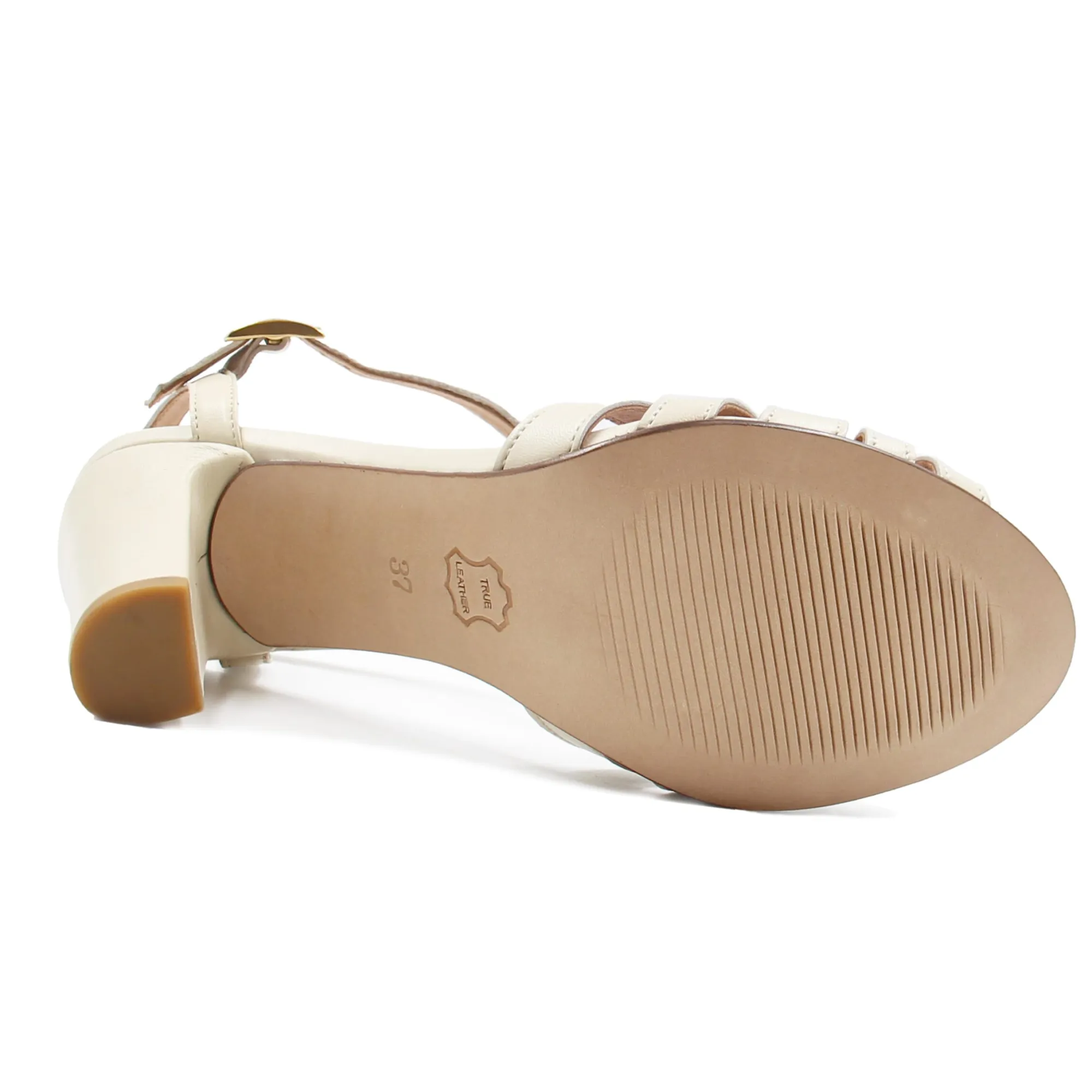 Fashion Sandales talon brides cuir Femme Sandales
