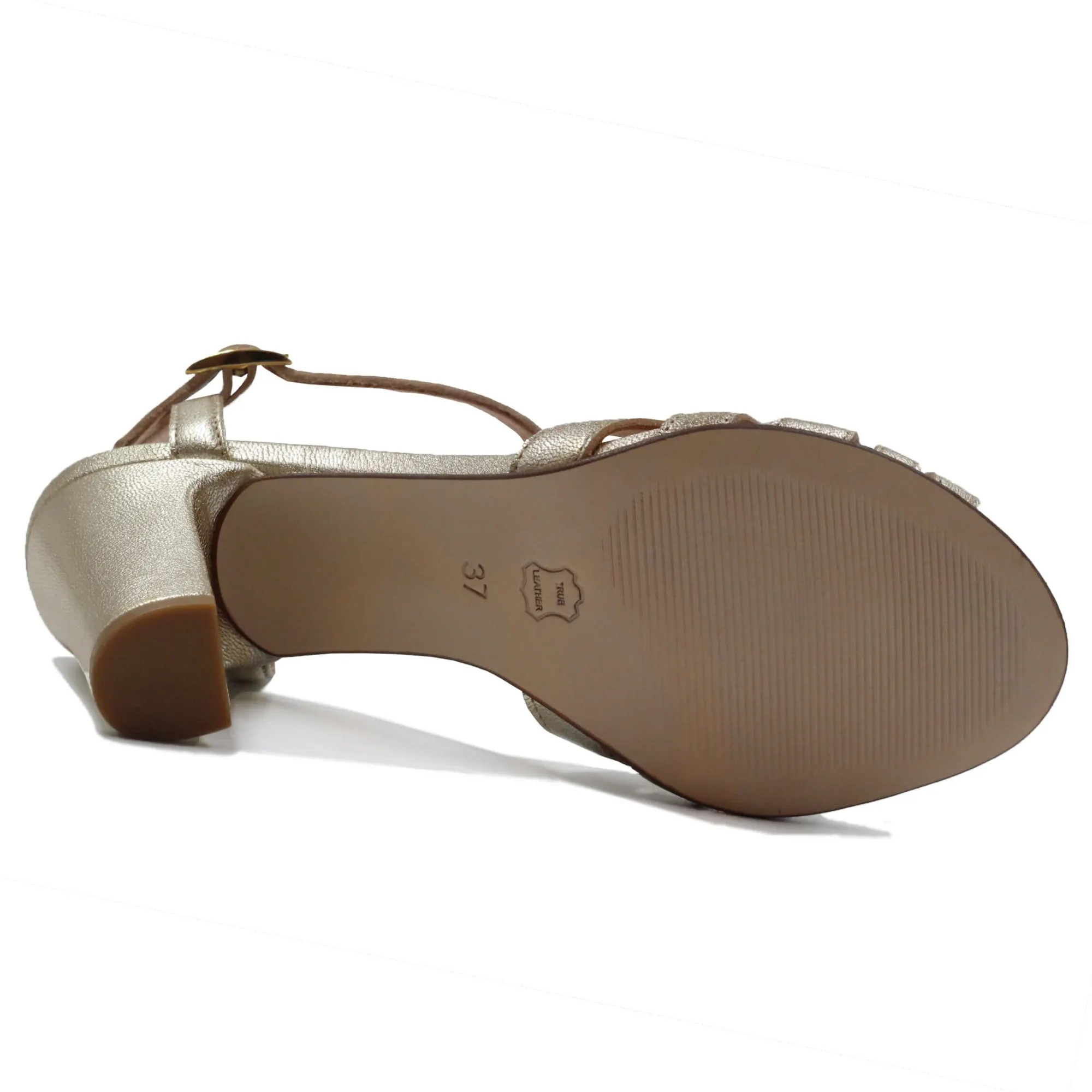 Cheap Sandales talon brides cuir Femme Sandales