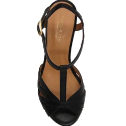 Sale Sandales talon brides cuir Femme Sandales
