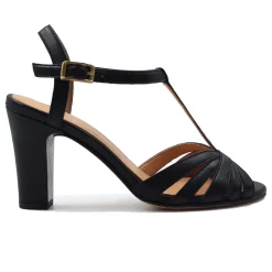 Sale Sandales talon brides cuir Femme Sandales