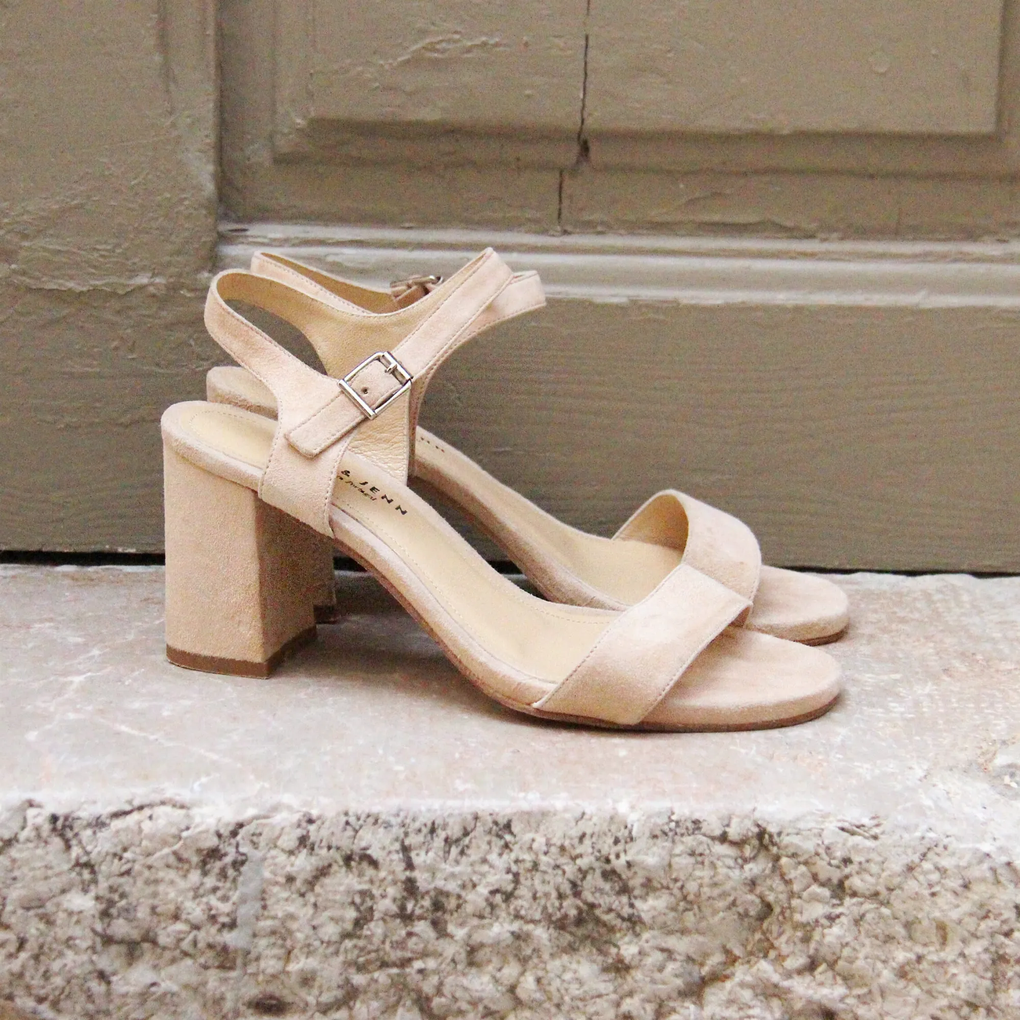 Online Sandales à talon cuir daim Femme Sandales