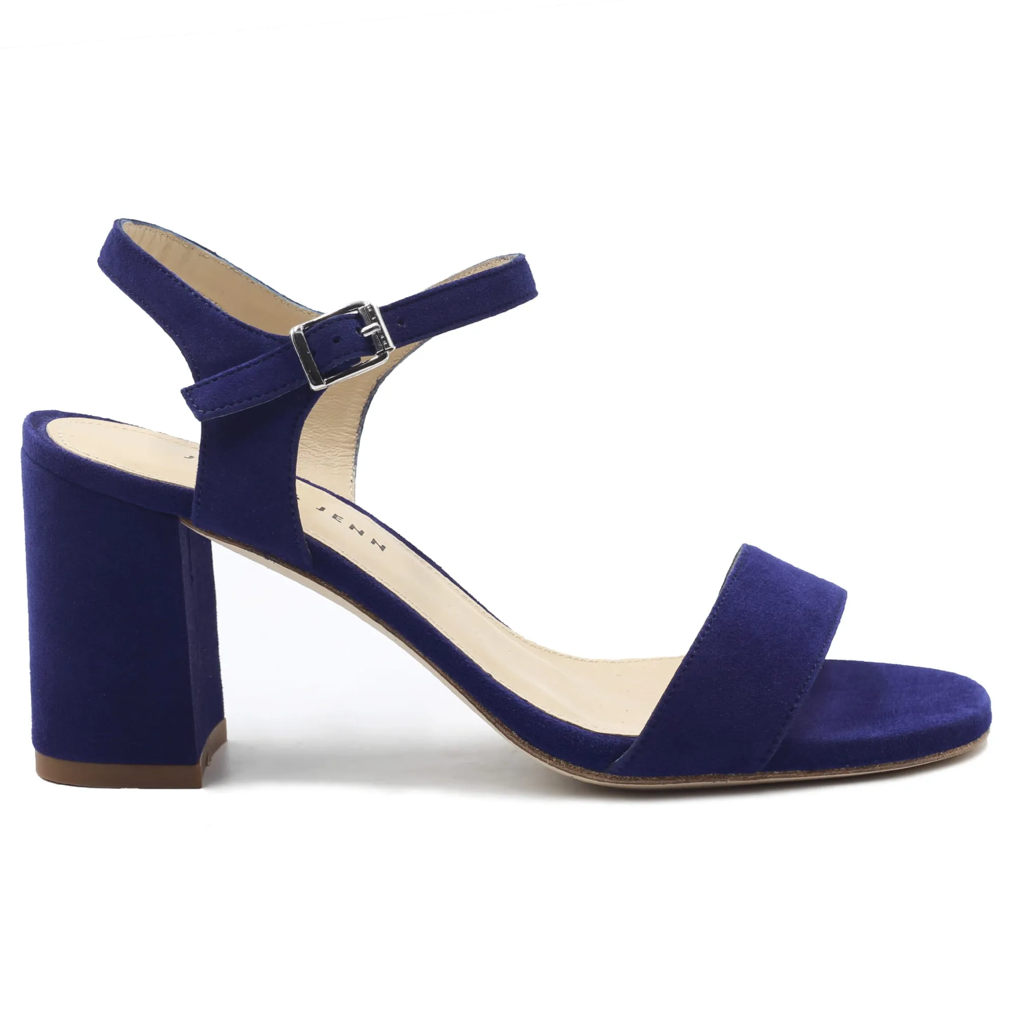 Clearance Sandales à talon cuir daim bleu Femme Sandales