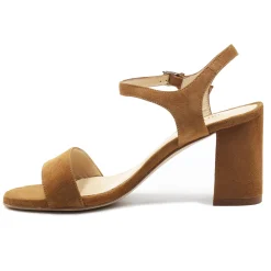 Discount Sandales talon cuir daim marron clair Femme Sandales