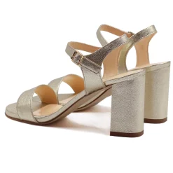 Shop Sandales à talon cuir métallisé Femme Sandales