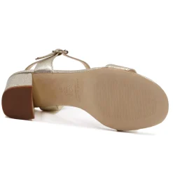 Shop Sandales à talon cuir métallisé Femme Sandales