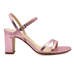 Cheap Sandales talon épurées cuir rose Femme Sandales