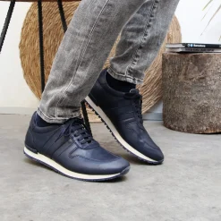 Flash Sale Sneakers cuir bleu marine Homme Fins De Série Solidaires
