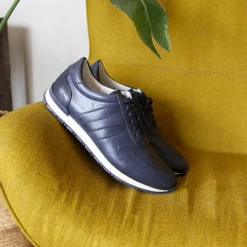 Flash Sale Sneakers cuir bleu marine Homme Fins De Série Solidaires