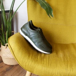 Outlet Sneakers cuir vert Homme Baskets