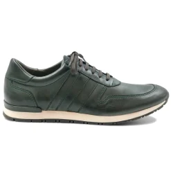 Outlet Sneakers cuir vert Homme Baskets