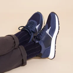 Discount Sneakers Noé cuir bleu Homme Baskets