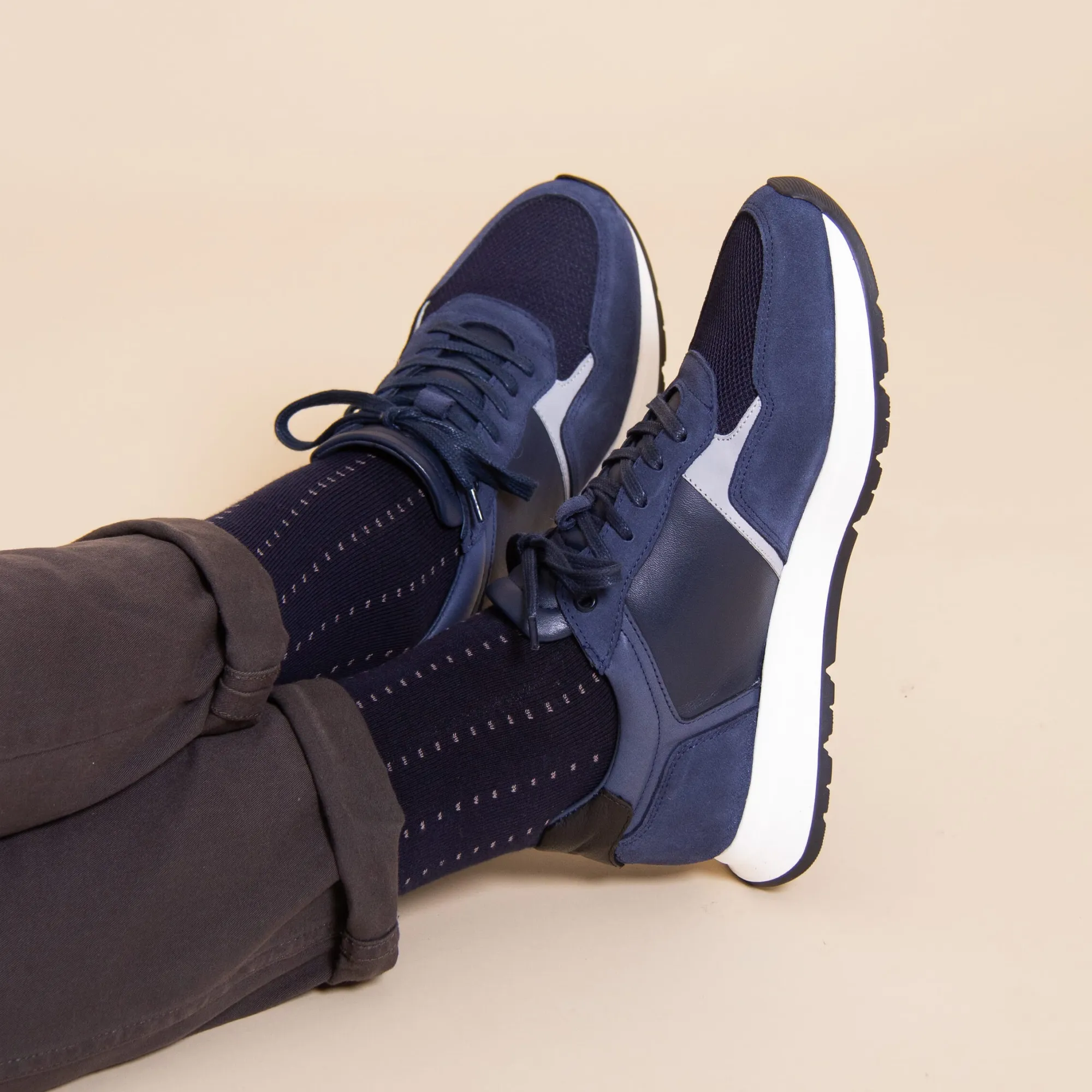 Discount Sneakers Noé cuir bleu Homme Baskets