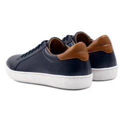 Cheap Tennis lacet cuir bleu Homme Baskets