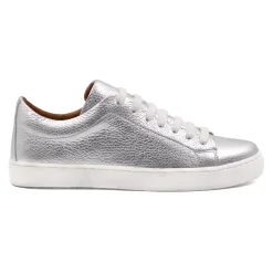 Fashion Tennis lacet cuir grainé métallisé Femme Baskets